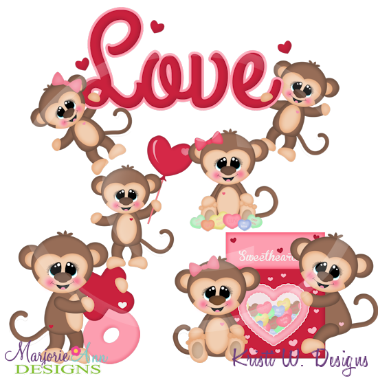 Monkey Love Cutting Files-Includes Clipart - Click Image to Close